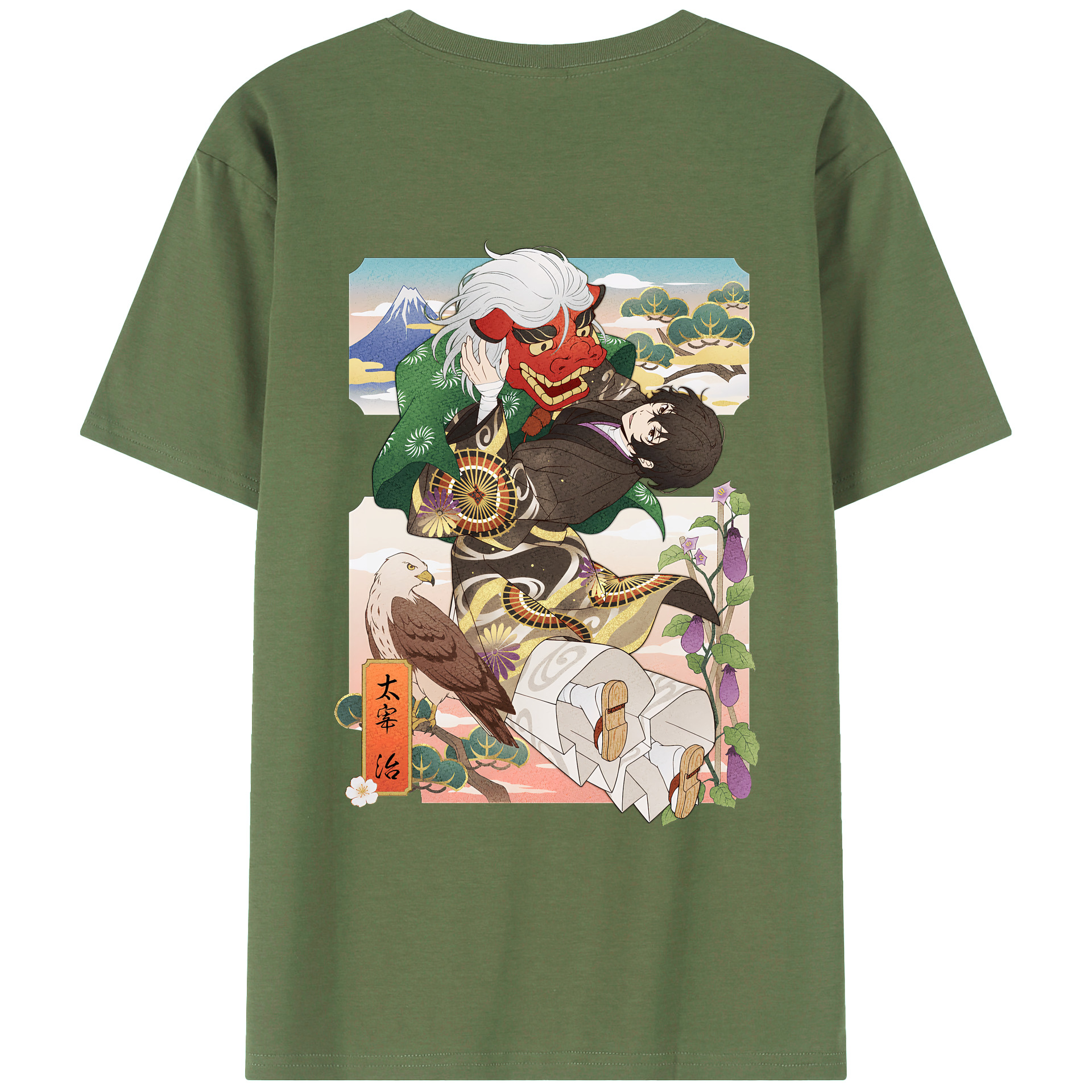 （画像用） 文豪ストレイドッグス Bungo Stray Dogs 綿100％ メンズ半袖Tシャツ（バックプリント） 通気性